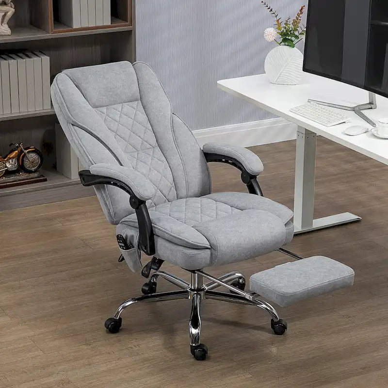 Massage Office Chair 6-Point Vibration Lumbar Heat Footrest 135° Recline High Back