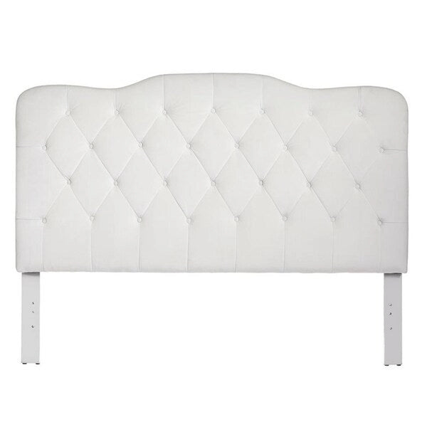 Queen Camelback Headboard Button Tufted Velvet Hardwood Plywood Grey White Sand