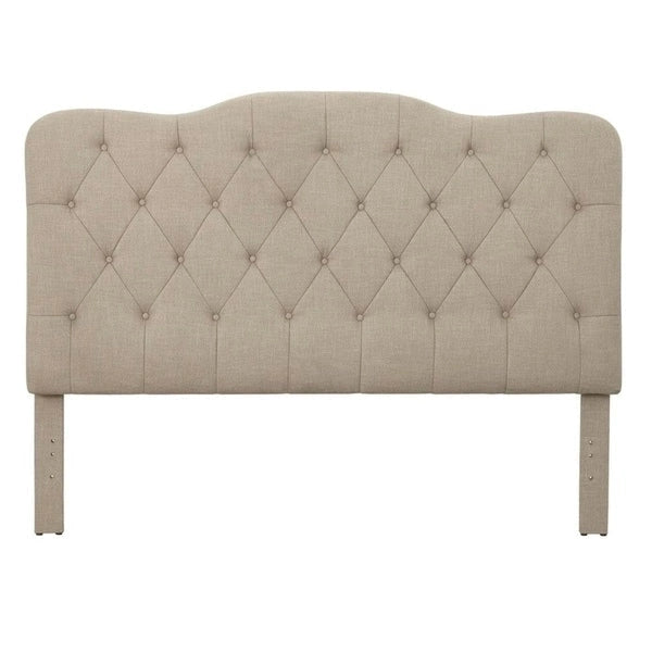 Queen Camelback Headboard Button Tufted Velvet Hardwood Plywood Grey White Sand