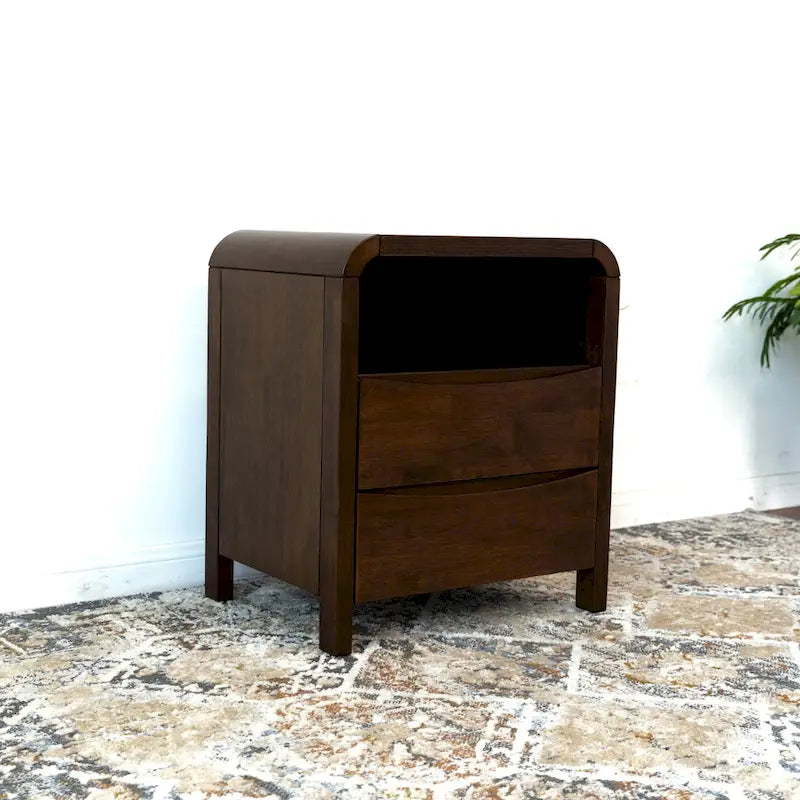 Comodino moderno in noce di metà secolo con cassetti