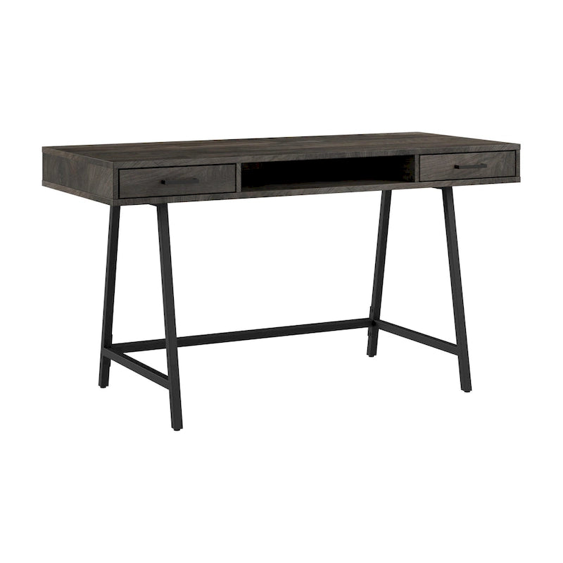 Industrial 54W Writing Desk 2 Drawers Open Storage Metal Legs