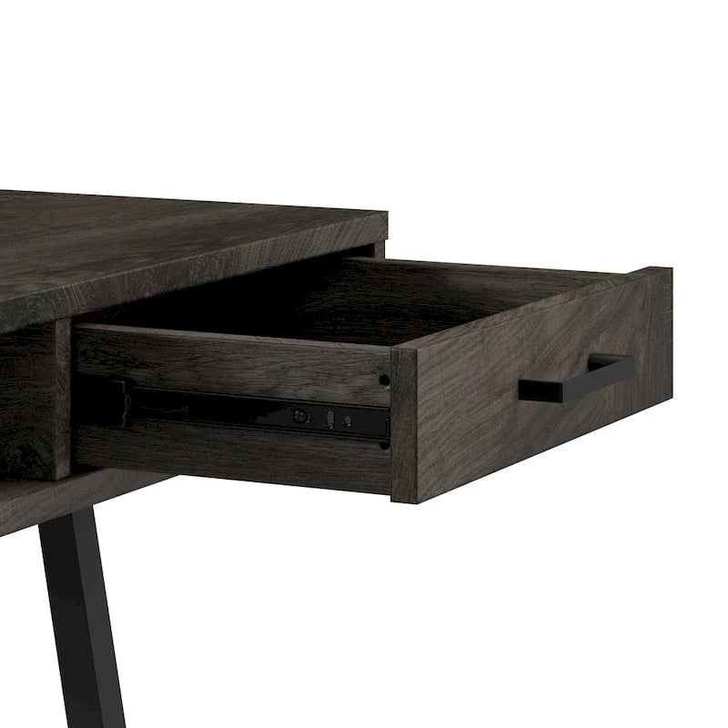 Industrial 54W Writing Desk 2 Drawers Open Storage Metal Legs