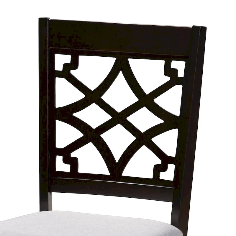 Dining Chair Set of 4 Moroccan Cut-Out Back Foam Seat Saber Legs Espresso Brown