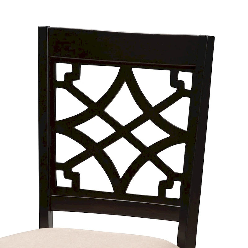 Dining Chair Set of 4 Moroccan Cut-Out Back Foam Seat Saber Legs Espresso Brown