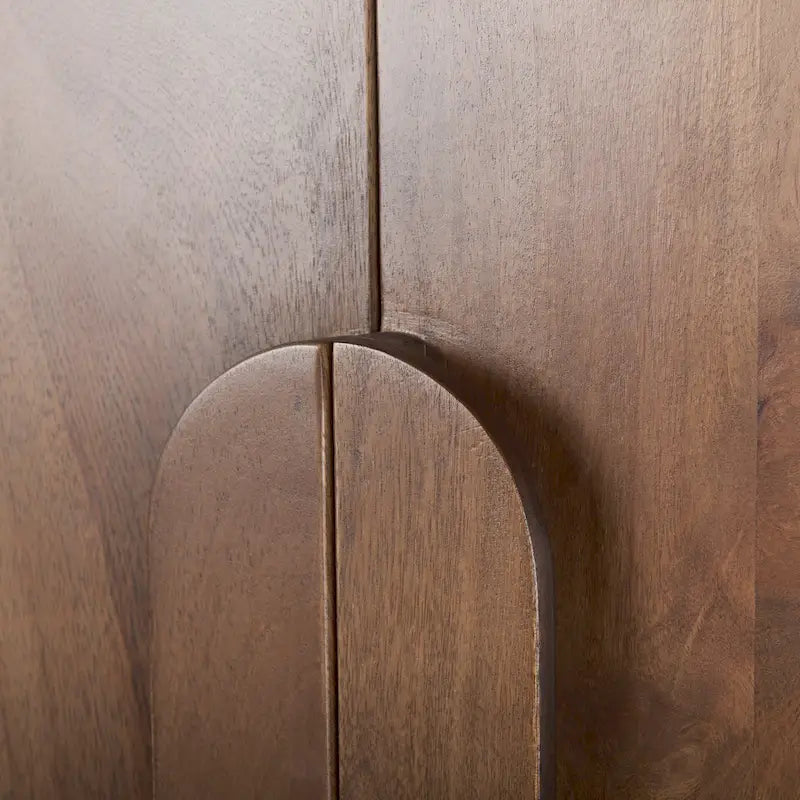 Armadio contenitore in legno massello di mango con gambe stile metà secolo, marrone medio