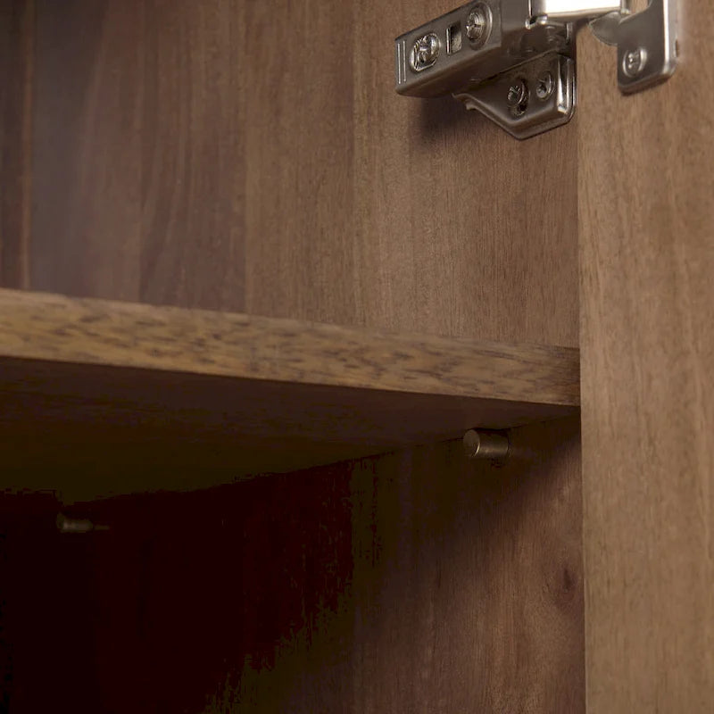 Armadio contenitore in legno massello di mango con gambe stile metà secolo, marrone medio