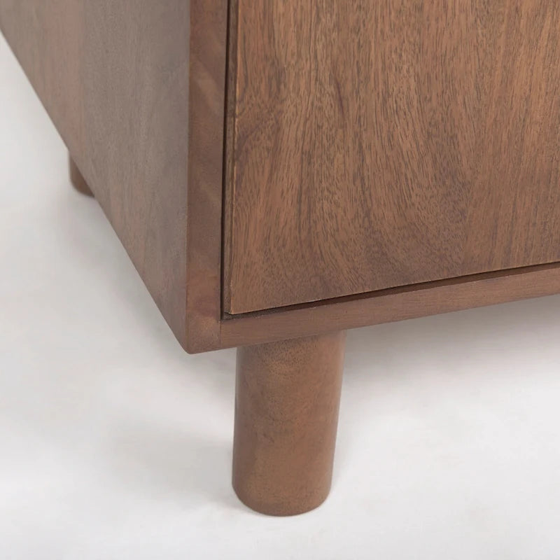Armadio contenitore in legno massello di mango con gambe stile metà secolo, marrone medio