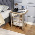 Accent Mirror Glass 3 Drawers Vintage Nightstand End Table