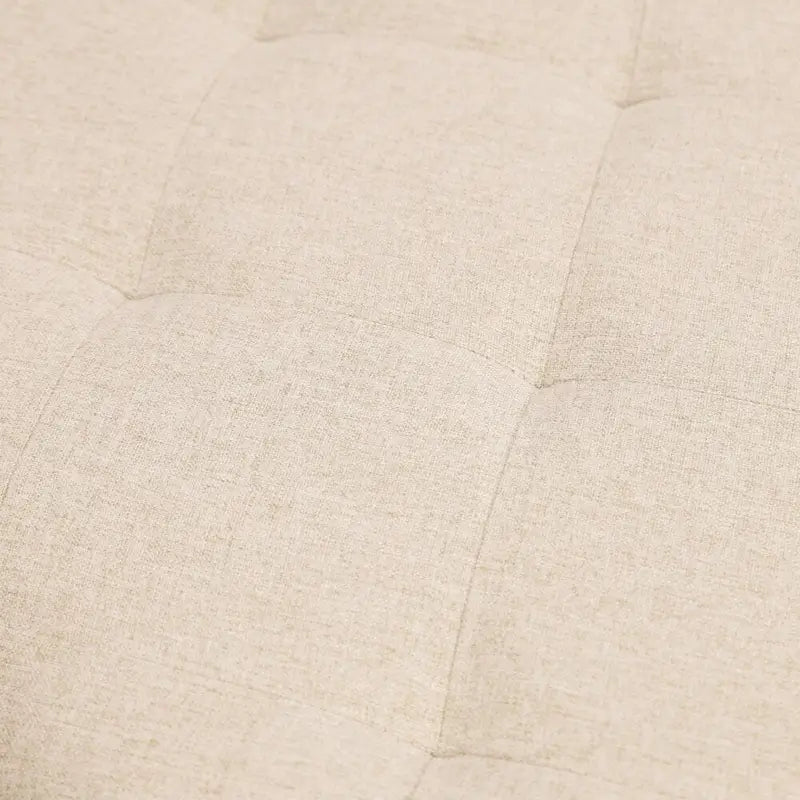 Round Tufted Cotton Linen Ottoman X-Cross Iron Frame Footrest Display Seat