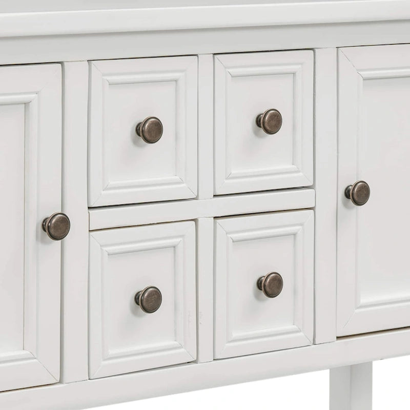 Vintage Buffet Sideboard Console Table 4 Drawers 2 Cabinets Bottom Shelf