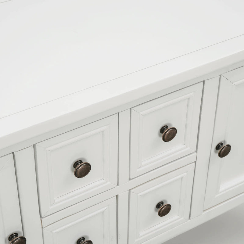 Vintage Buffet Sideboard Console Table 4 Drawers 2 Cabinets Bottom Shelf