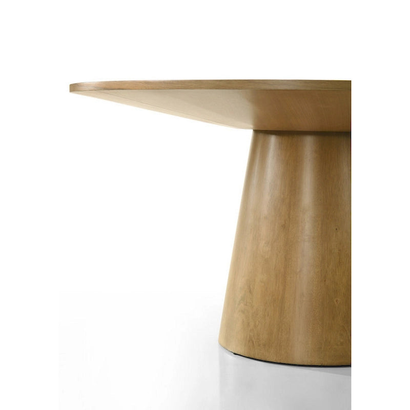 Tavolo da pranzo rotondo con base centrale da 47 pollici, impiallacciatura di rovere, marrone effetto legno sbiancato, moderno