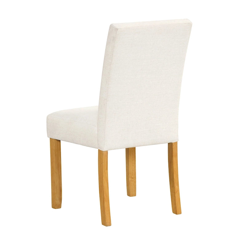 Sedia da pranzo imbottita con schienale trapuntato a bottoni, gambe in legno, grigio crema