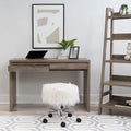 Parsons Style Mid-Century 2-Drawer Writing Desk Grey Veneer Compact