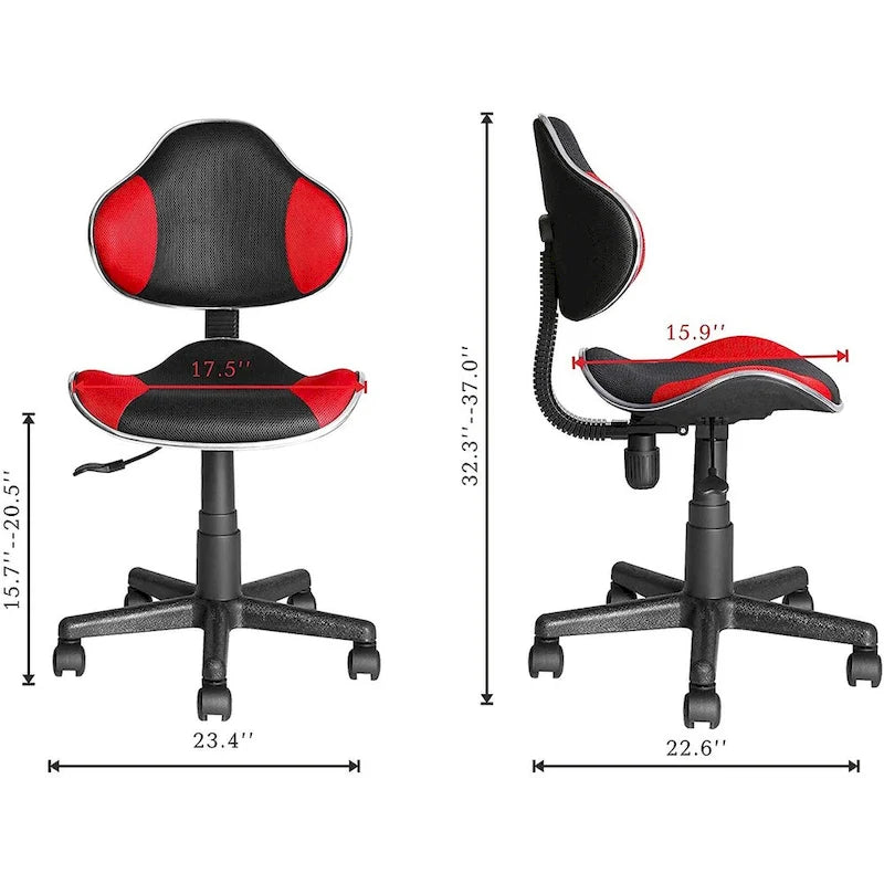 Low Back Mesh Office Chair Racing Style Saddle Seat Swivel Height Adjustable No Arms