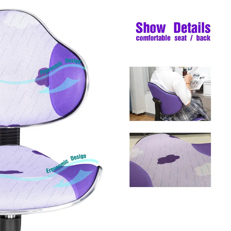 Low Back Mesh Office Chair Racing Style Saddle Seat Swivel Height Adjustable No Arms