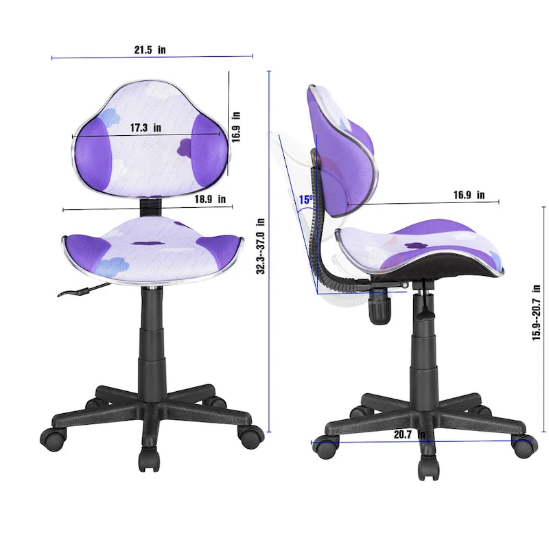 Low Back Mesh Office Chair Racing Style Saddle Seat Swivel Height Adjustable No Arms