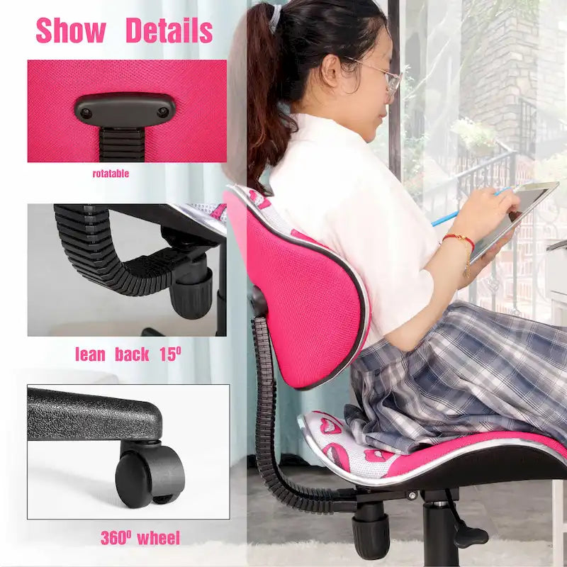 Low Back Mesh Office Chair Racing Style Saddle Seat Swivel Height Adjustable No Arms