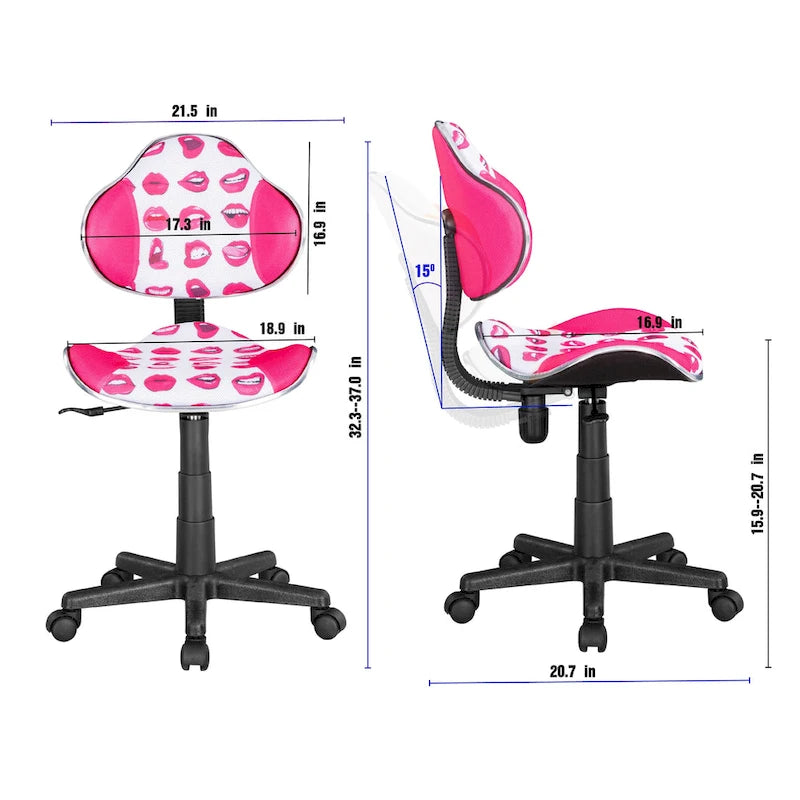Low Back Mesh Office Chair Racing Style Saddle Seat Swivel Height Adjustable No Arms