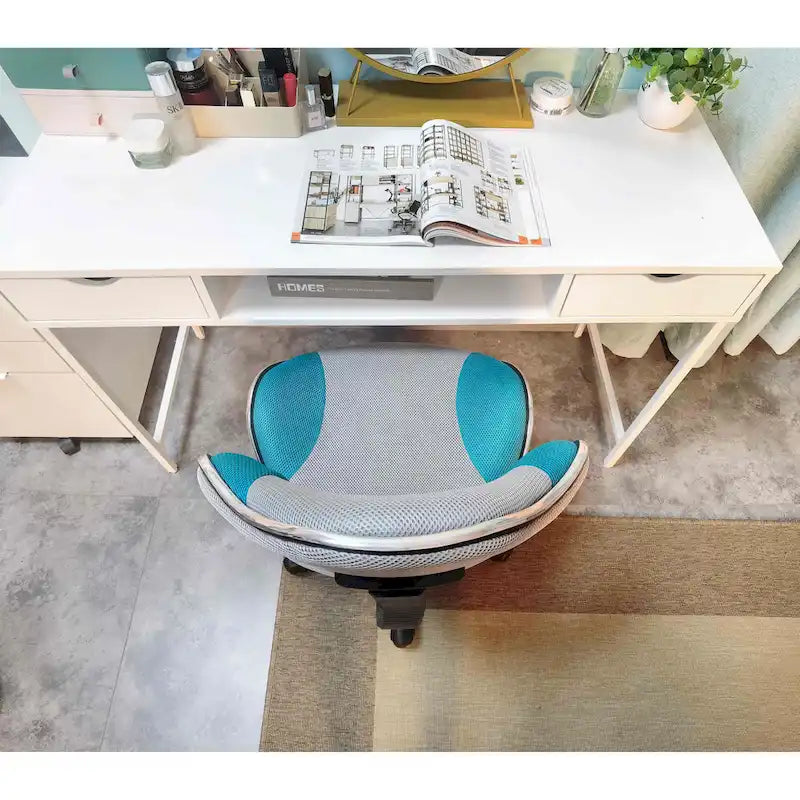 Low Back Mesh Office Chair Racing Style Saddle Seat Swivel Height Adjustable No Arms