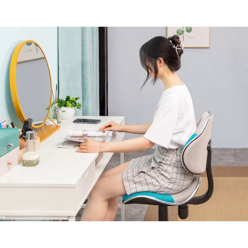 Low Back Mesh Office Chair Racing Style Saddle Seat Swivel Height Adjustable No Arms