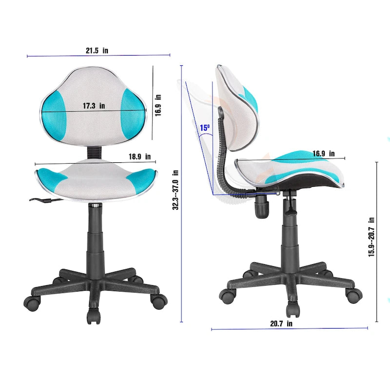 Low Back Mesh Office Chair Racing Style Saddle Seat Swivel Height Adjustable No Arms