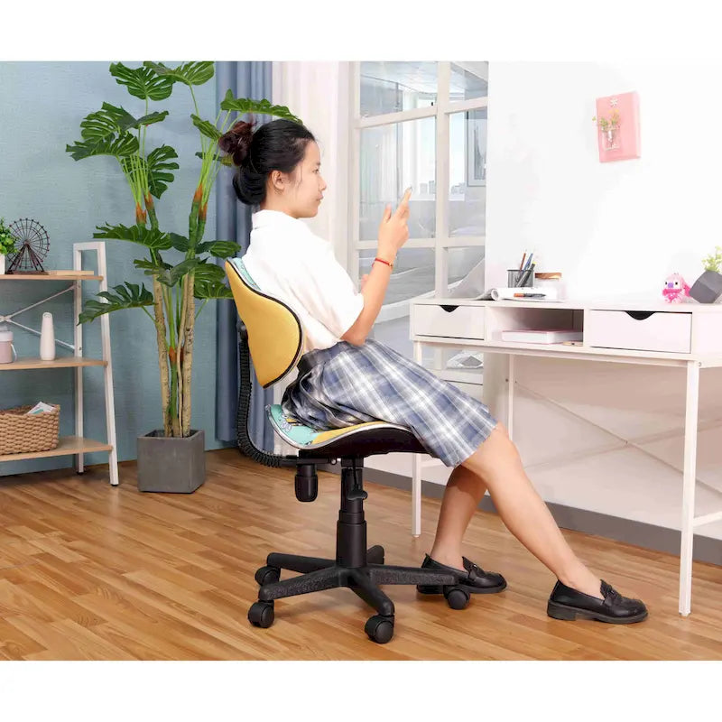 Low Back Mesh Office Chair Racing Style Saddle Seat Swivel Height Adjustable No Arms