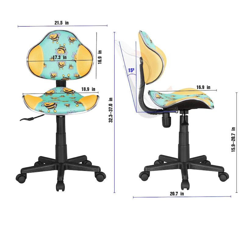 Low Back Mesh Office Chair Racing Style Saddle Seat Swivel Height Adjustable No Arms
