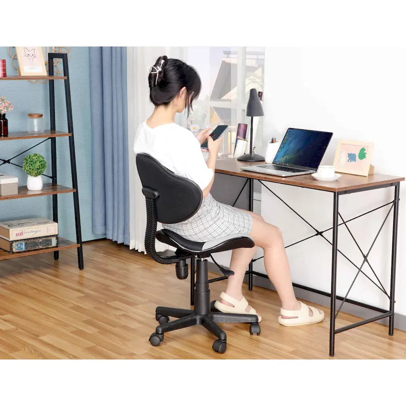 Low Back Mesh Office Chair Racing Style Saddle Seat Swivel Height Adjustable No Arms