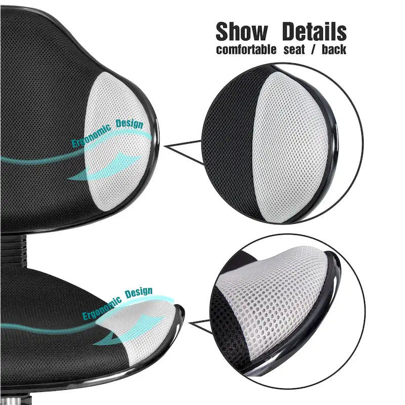 Low Back Mesh Office Chair Racing Style Saddle Seat Swivel Height Adjustable No Arms