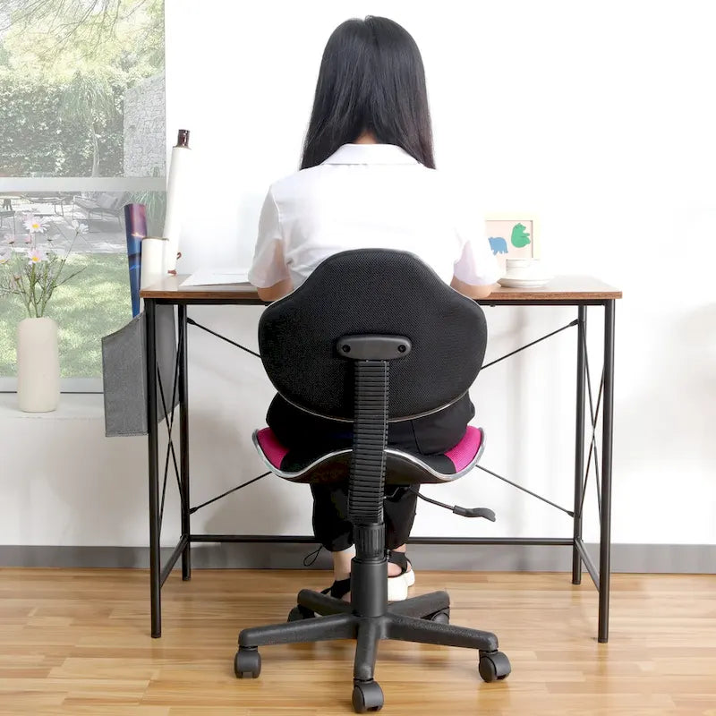 Low Back Mesh Office Chair Racing Style Saddle Seat Swivel Height Adjustable No Arms