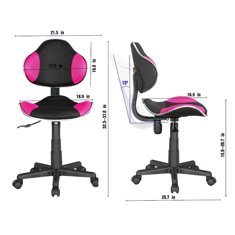 Low Back Mesh Office Chair Racing Style Saddle Seat Swivel Height Adjustable No Arms