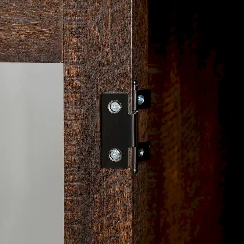 Farmhouse Barn Door Buffet Sideboard Cabinet Glass Windows Adjustable Shelf