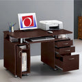 Computer Desk 3-Drawer Filing Cabinet CPU Cabinet Pull-Out Keyboard Tray MDF