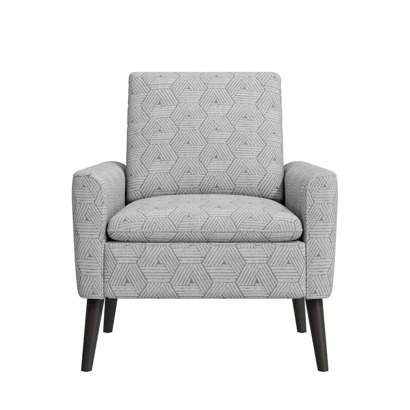 Mid-Century Modern Patterned Accent Armchair Sinuous Spring Espresso Wood Legs