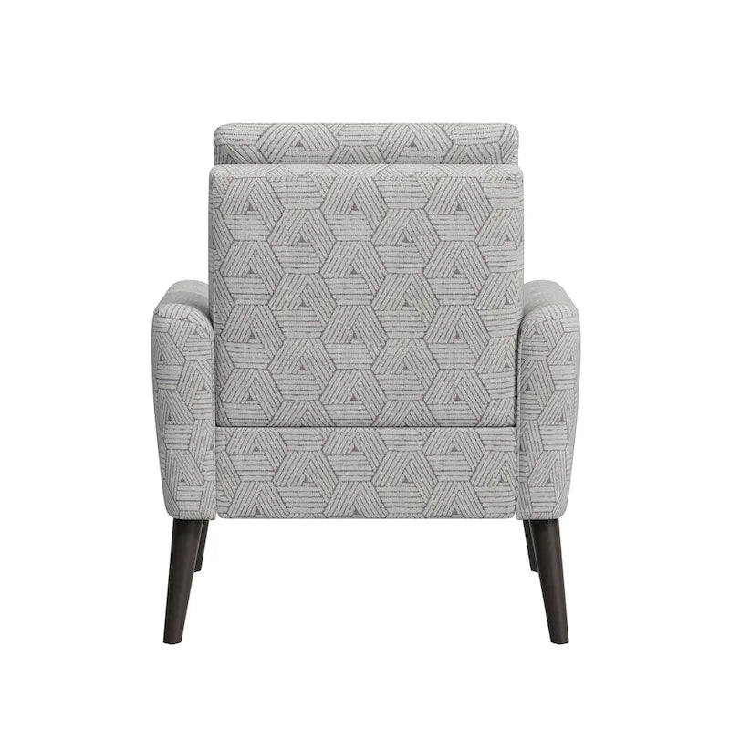 Mid-Century Modern Patterned Accent Armchair Sinuous Spring Espresso Wood Legs
