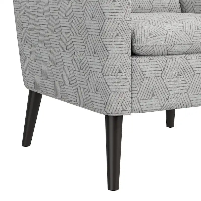 Mid-Century Modern Patterned Accent Armchair Sinuous Spring Espresso Wood Legs